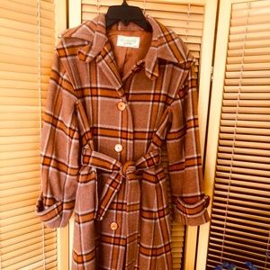 Vintage 1960’s Japanese LECIEN PENET plaid trench coat wool duster overcoat